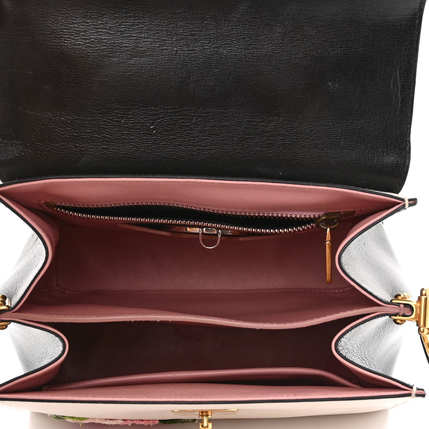 Calfskin Embroidered Welcome Satchel White