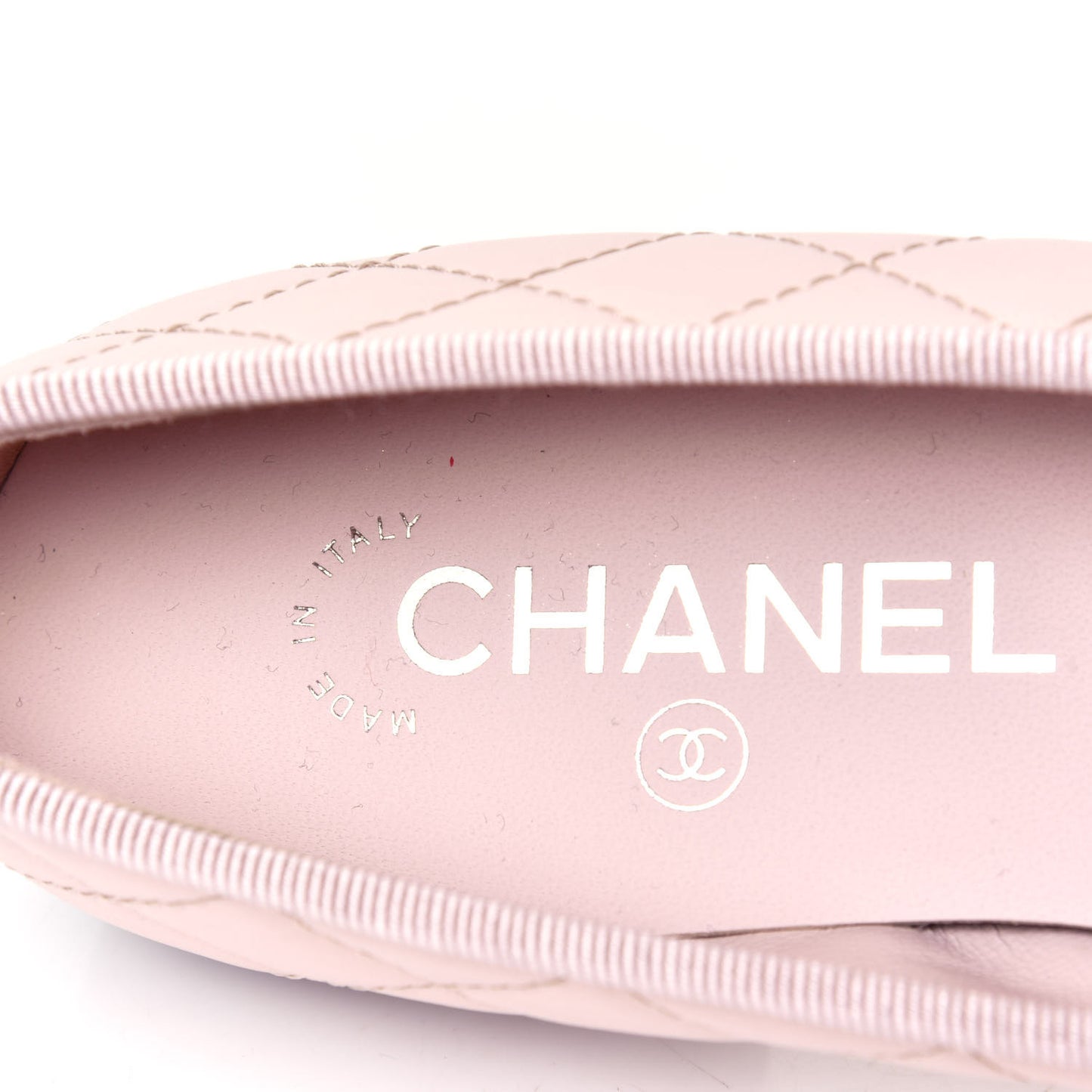 Lambskin Quilted Cap Toe Ballerina Flats 36.5 Beige