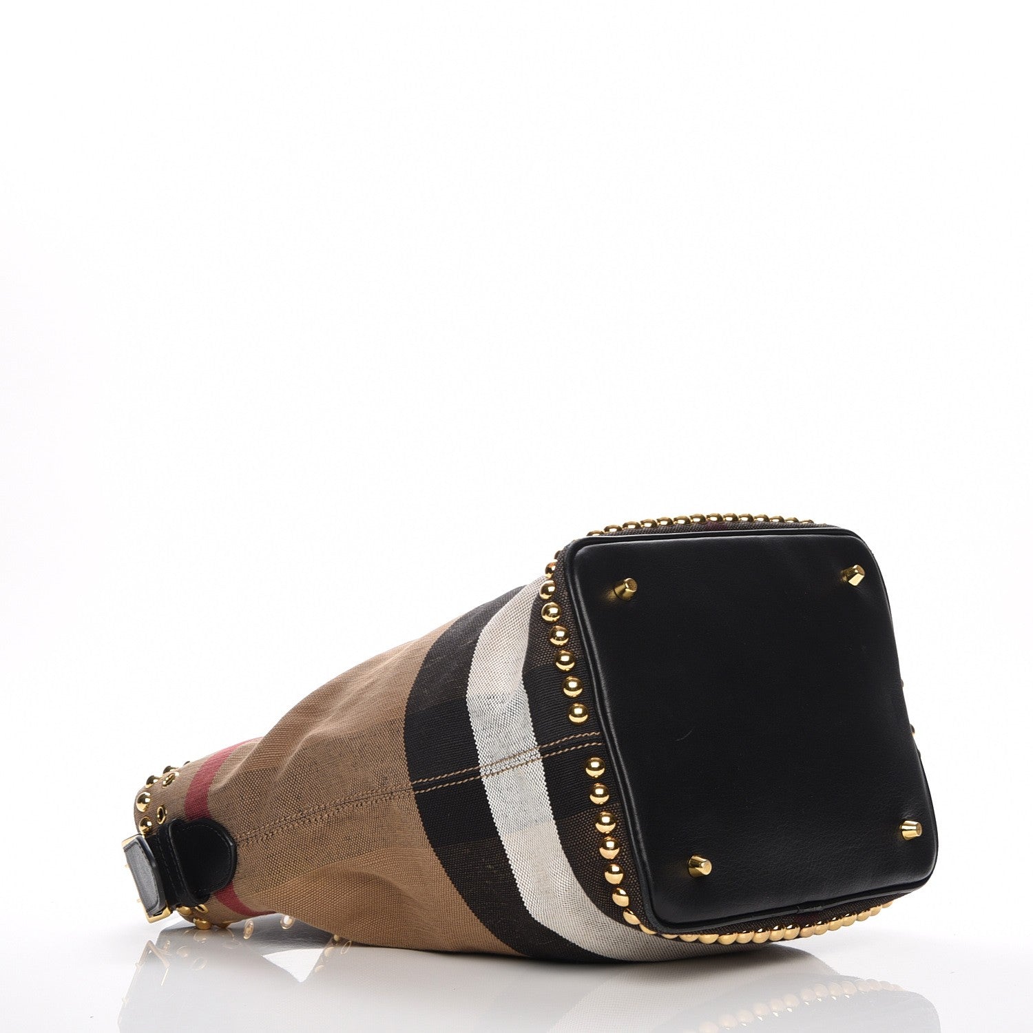 Burberry Canvas Mega Check Studded Medium Ashby Bucket Bag Black 4 of 8