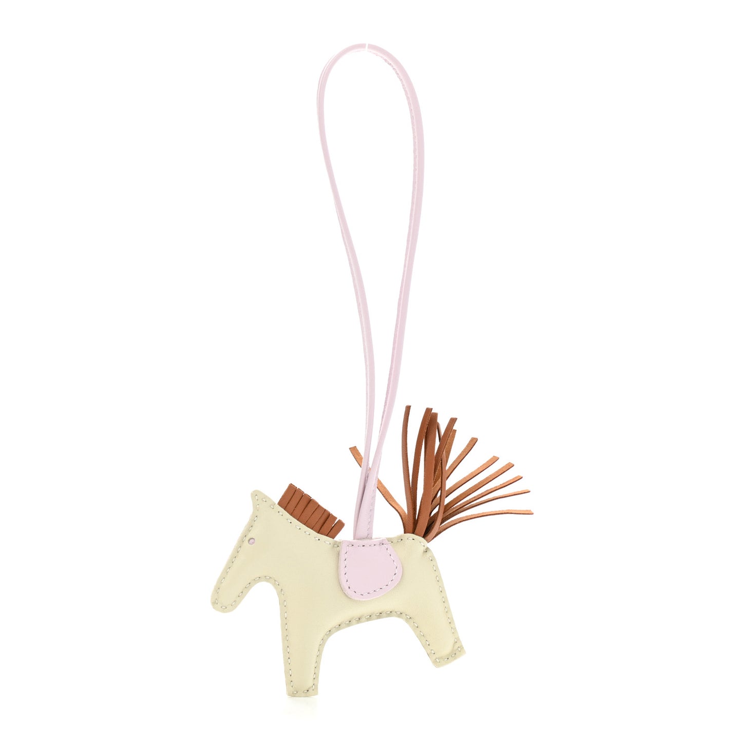 Milo Lambskin Grigri Rodeo Horse Bag Charm PM Craie Gold Mauve Pale