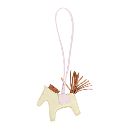 Hermes Milo Lambskin Grigri Rodeo Horse Bag Charm PM Craie Gold Mauve Pale 1 of 5