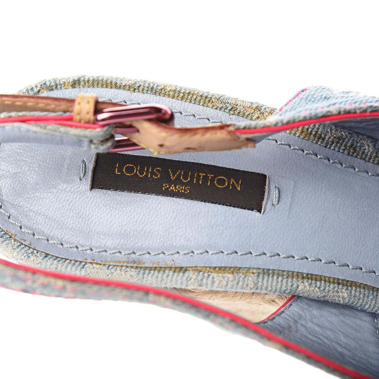 Denim Monogram Espadrille Wedge Sandals 40 Blue