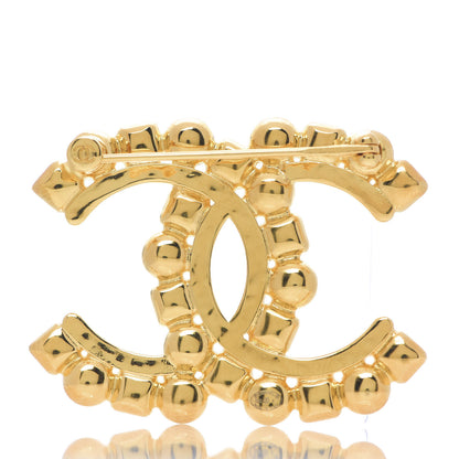 Chanel Metal Crystal Pearl CC Crystal Brooch Gold 2 of 3