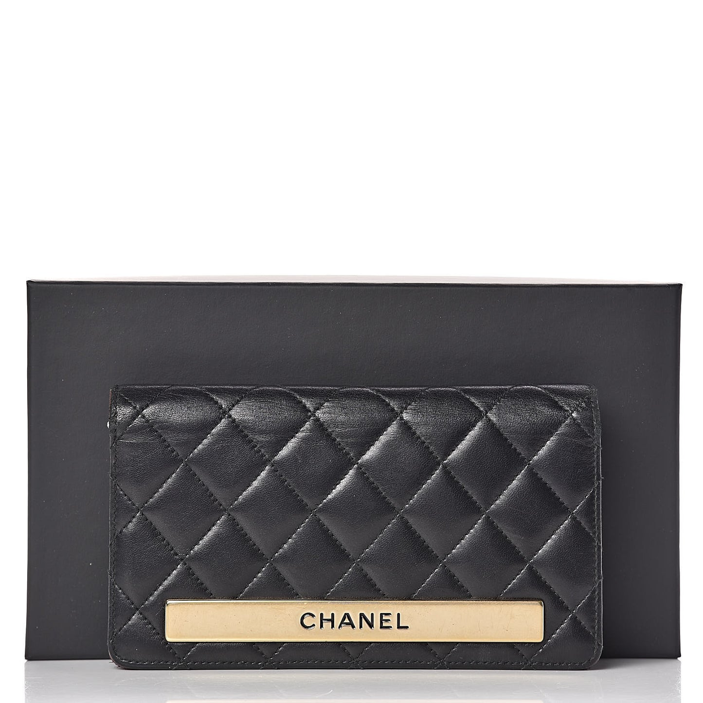 Lambskin Quilted Trendy CC Yen Wallet Black
