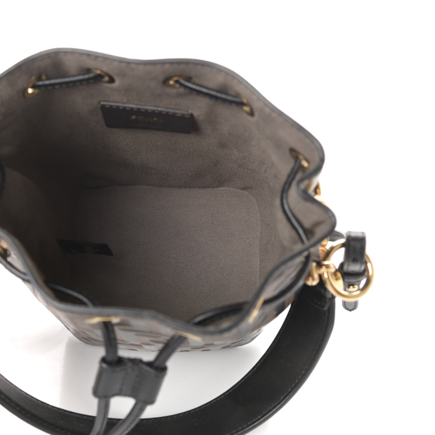 Fendi Vitello Liberty F is Fendi Bi-Color FF 1974 Embossed Mini Mon Tresor Bucket Bag Maya Black 5 of 9