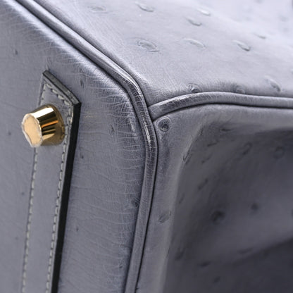 Hermes Ostrich Horseshoe Birkin 30 Gris Agate Rose Pourpre 12 of 12