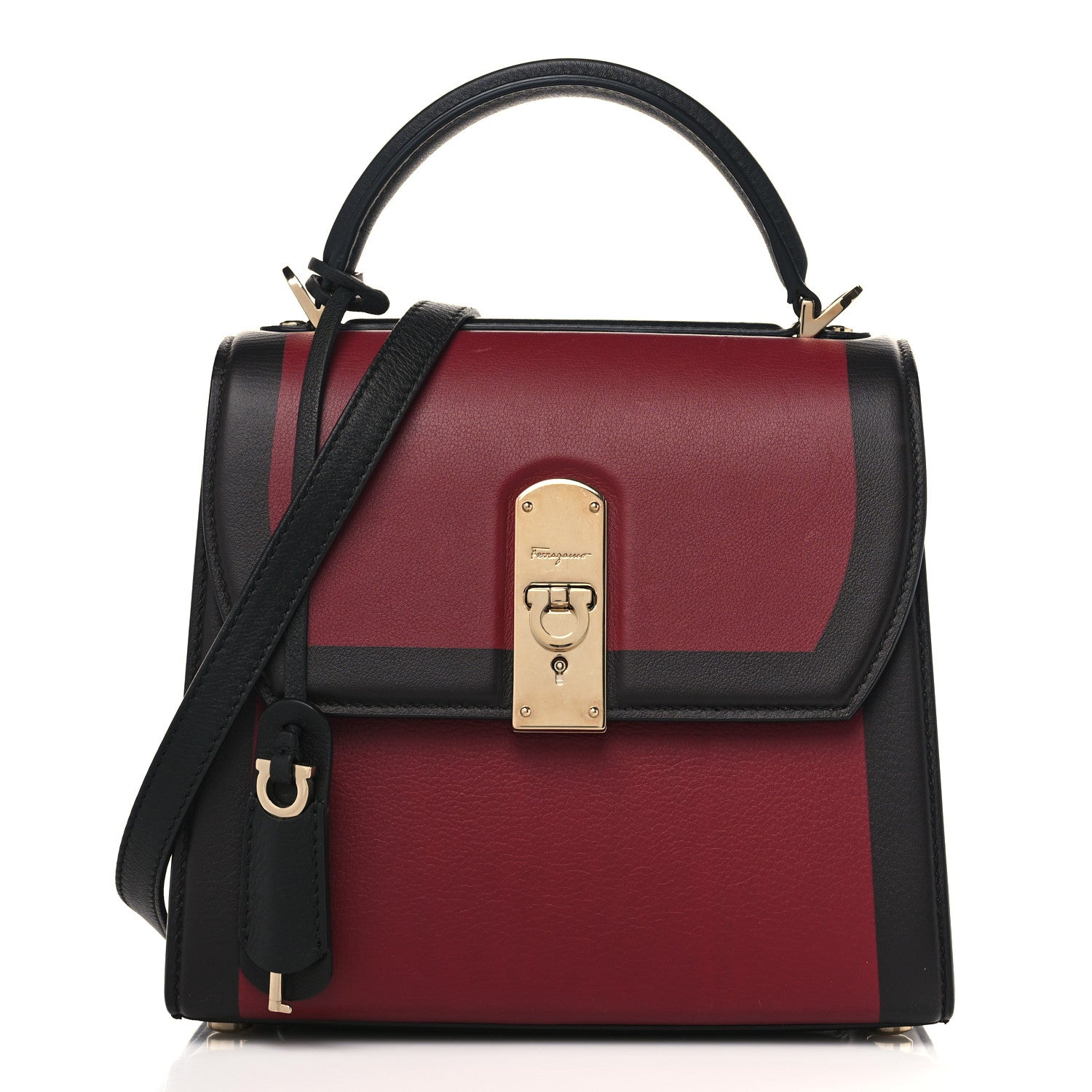 Salvatore Ferragamo Smooth Calfskin Small Boxyz Red Black 1 of 8