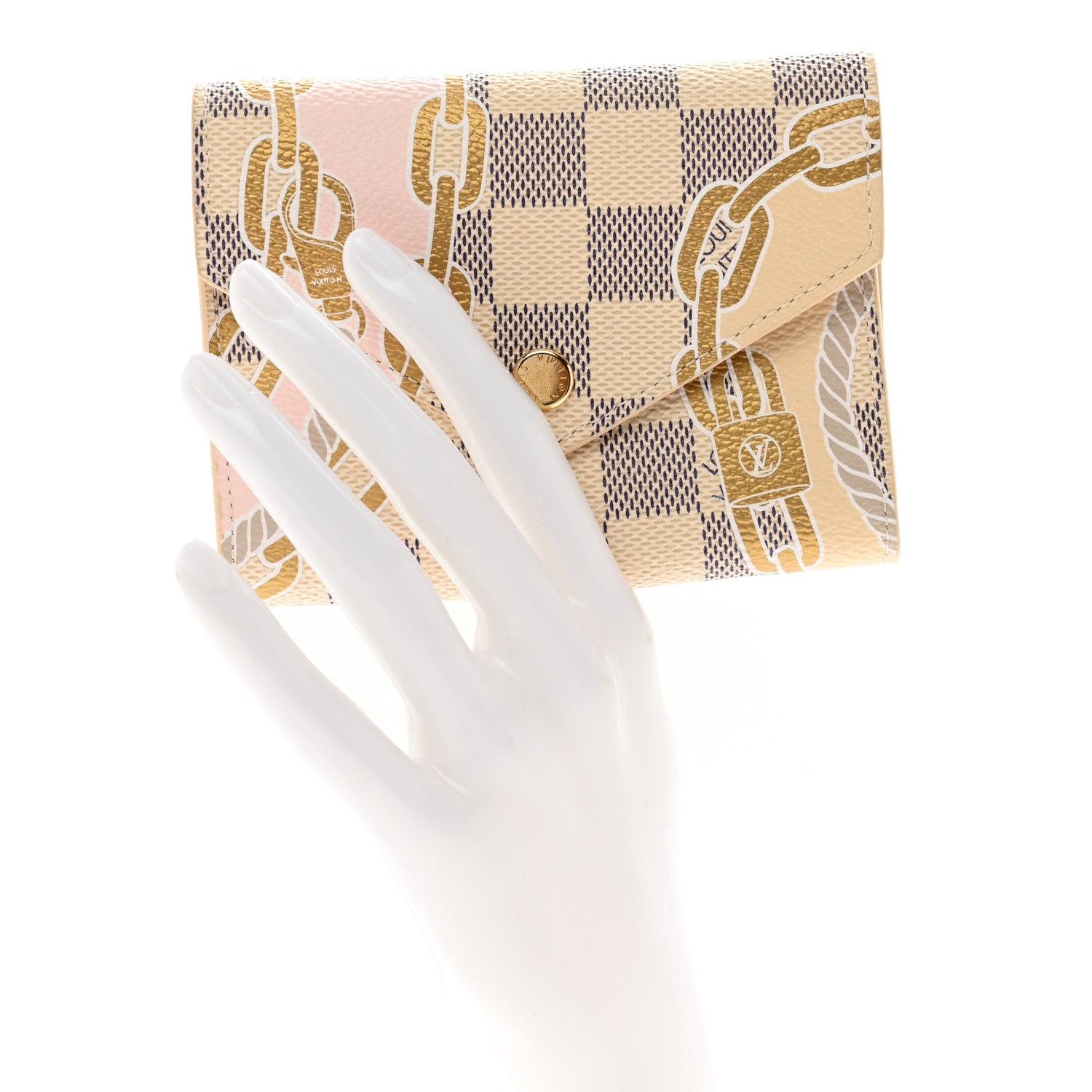 Louis Vuitton Damier Azur Nautical Victorine Wallet Gold 2 of 7