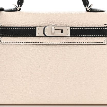 Hermes Chevre Mysore Horseshoe Mini Kelly Sellier 20 Nata Black 7 of 10