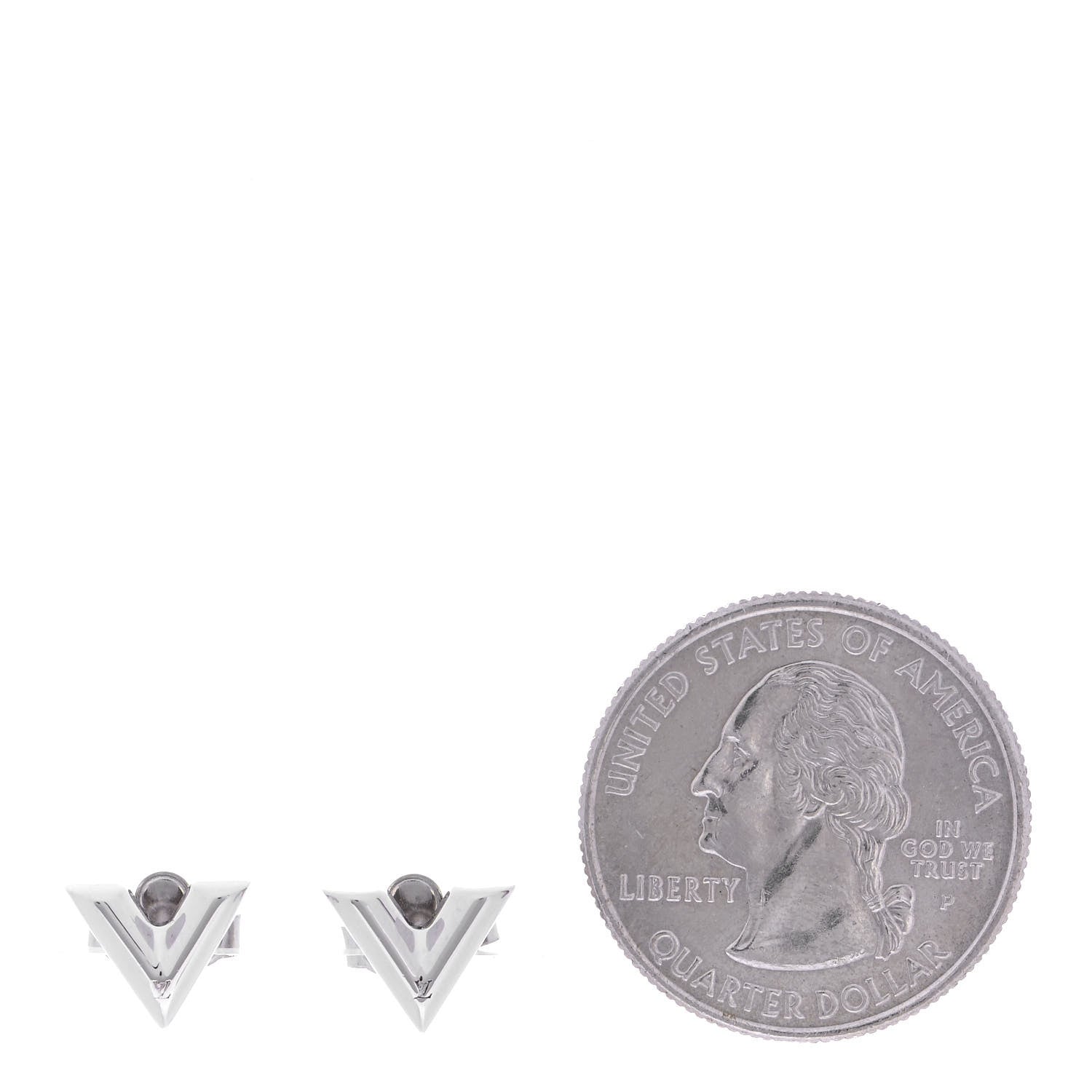 Louis Vuitton Essential V Stud Earrings Silver 2 of 4