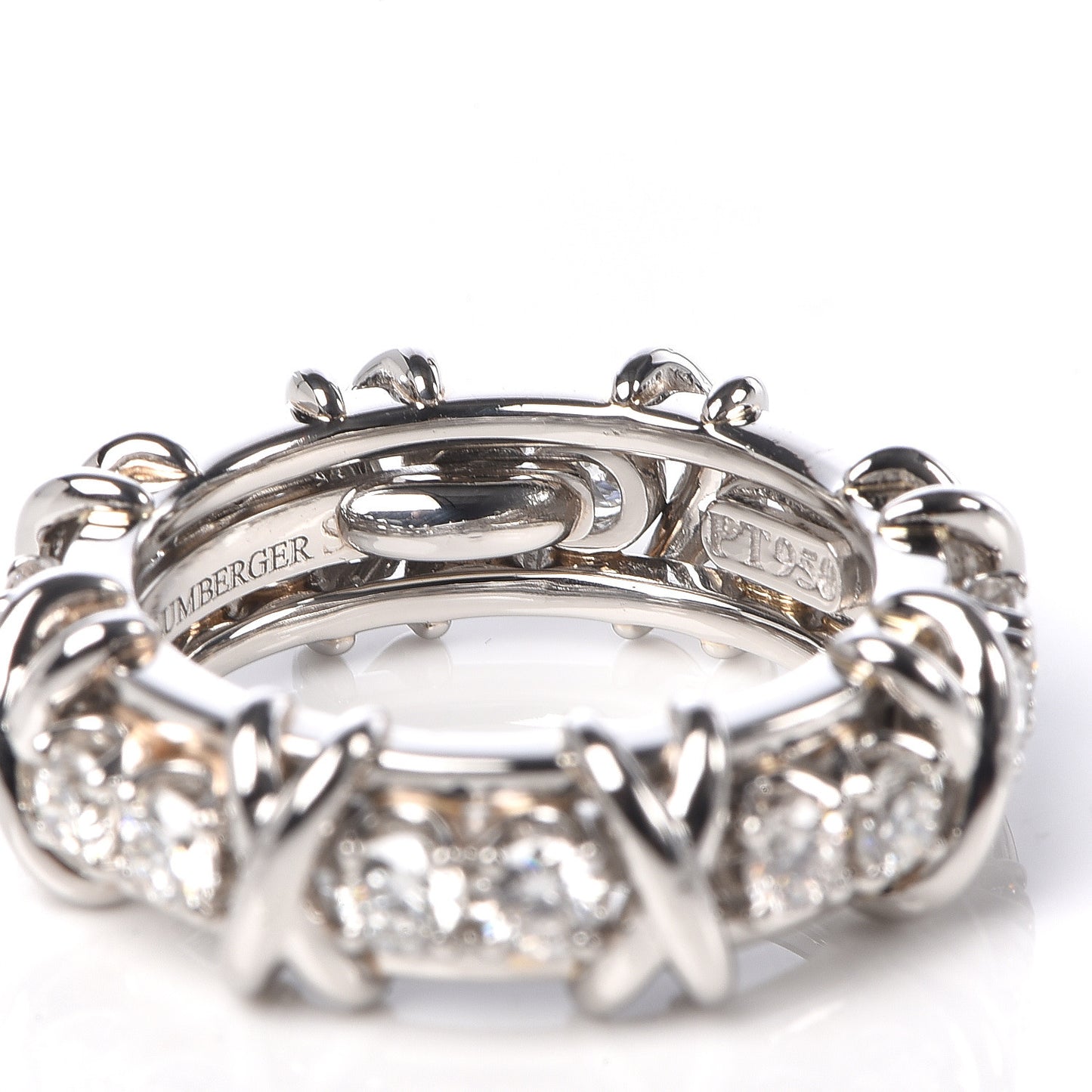 Platinum Diamond Schlumberger Sixteen Stone Ring 45 3.5
