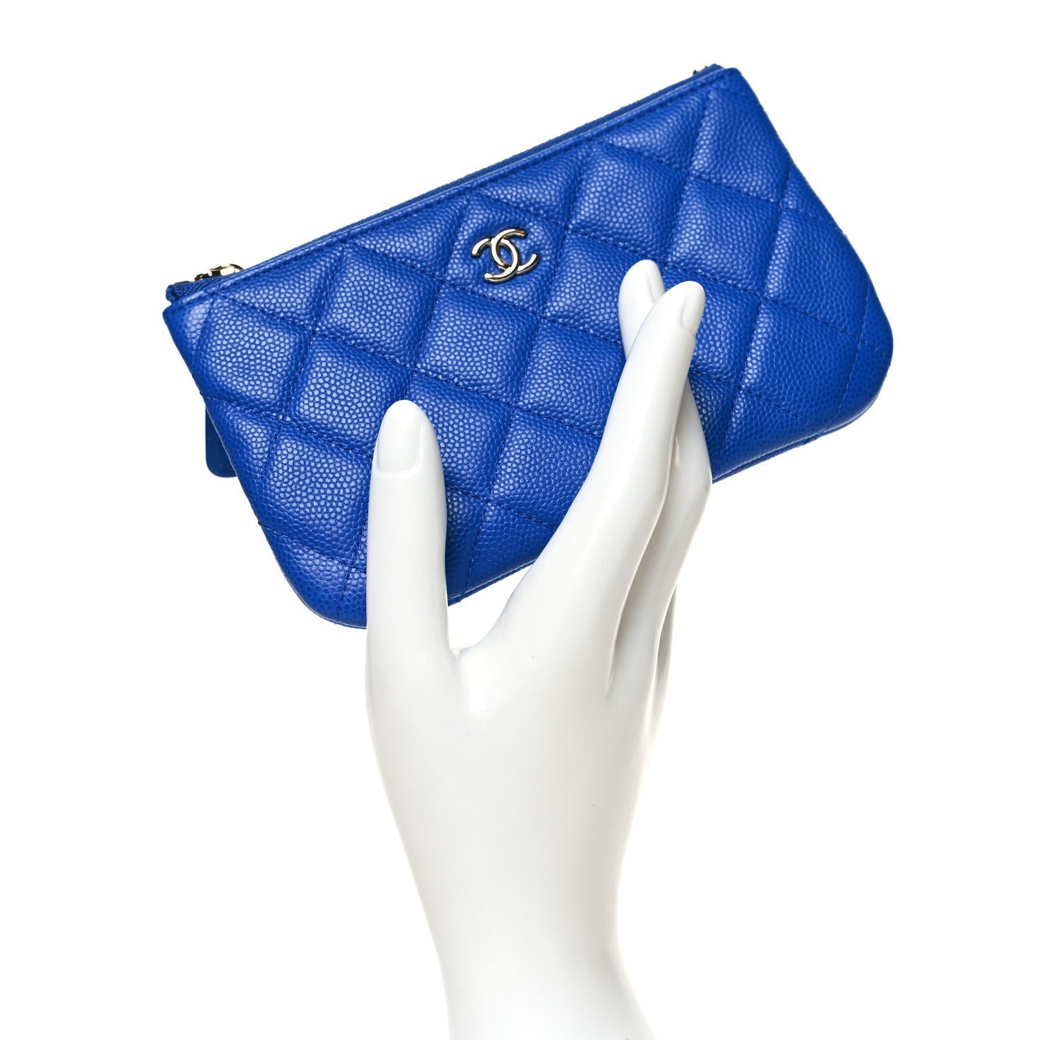 Chanel Caviar Quilted Small Cosmetic Case Blue 2 of 11