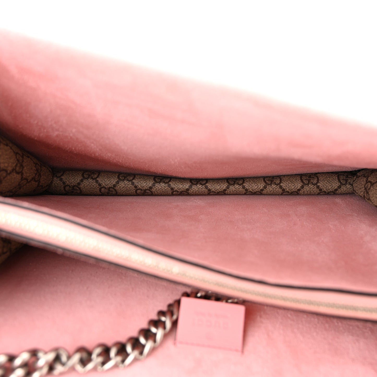 GG Supreme Monogram Suede Crystal Medium Dionysus Shoulder Bag Beige Ebony Light Peonia