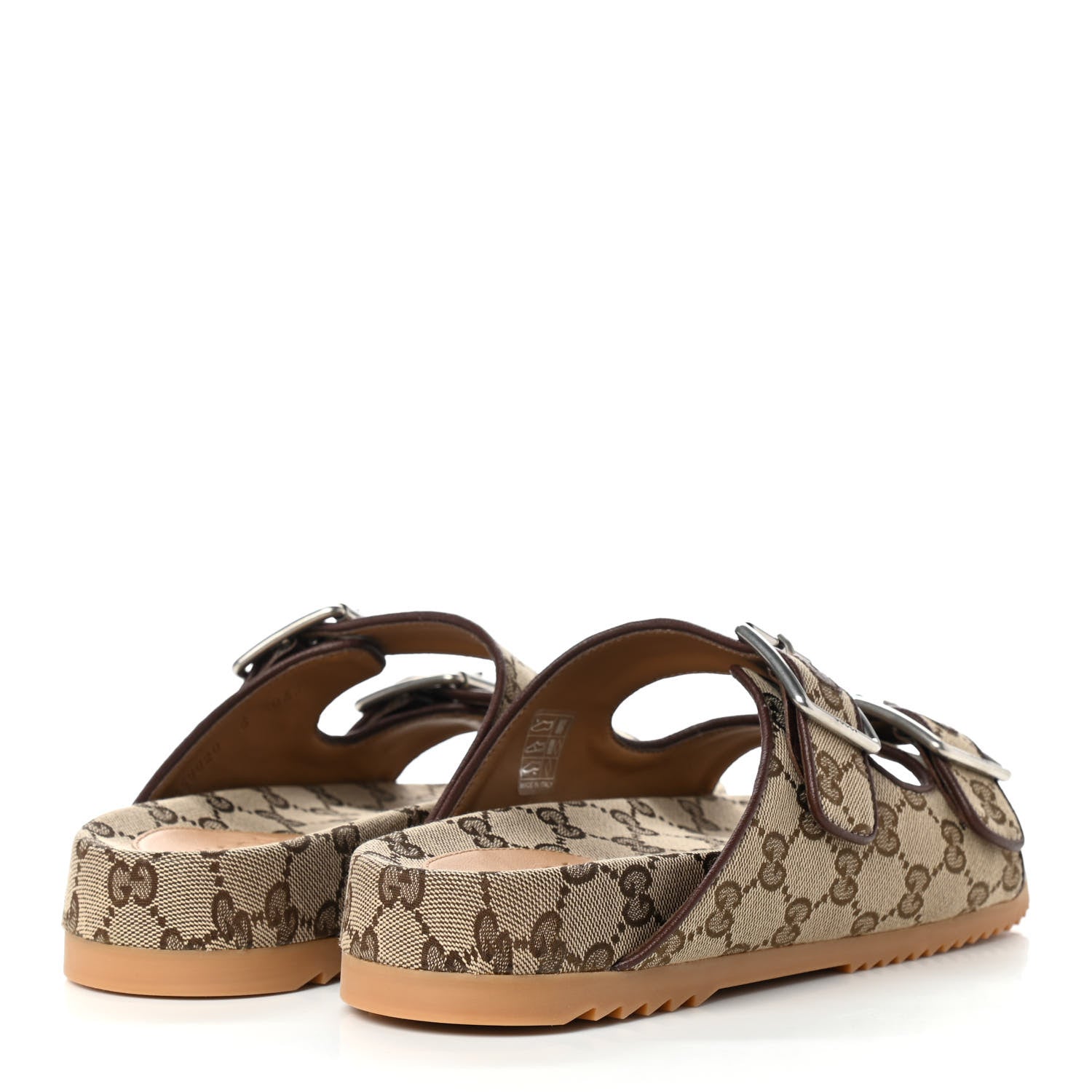 Gucci GG Monogram Lavaredo Eco Fabric Mens Slide Sandals With Straps 6 Beige Ebony Light Brown 4 of 8