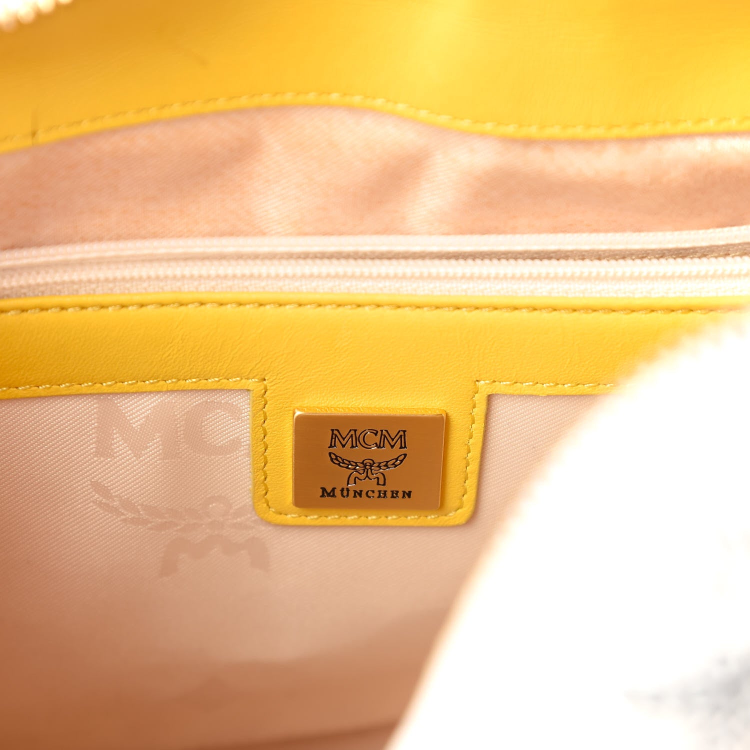 MCM Visetos Boston Satchel White Yellow 8 of 10
