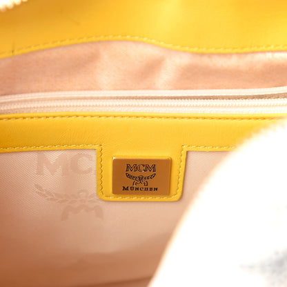 MCM Visetos Boston Satchel White Yellow 8 of 10