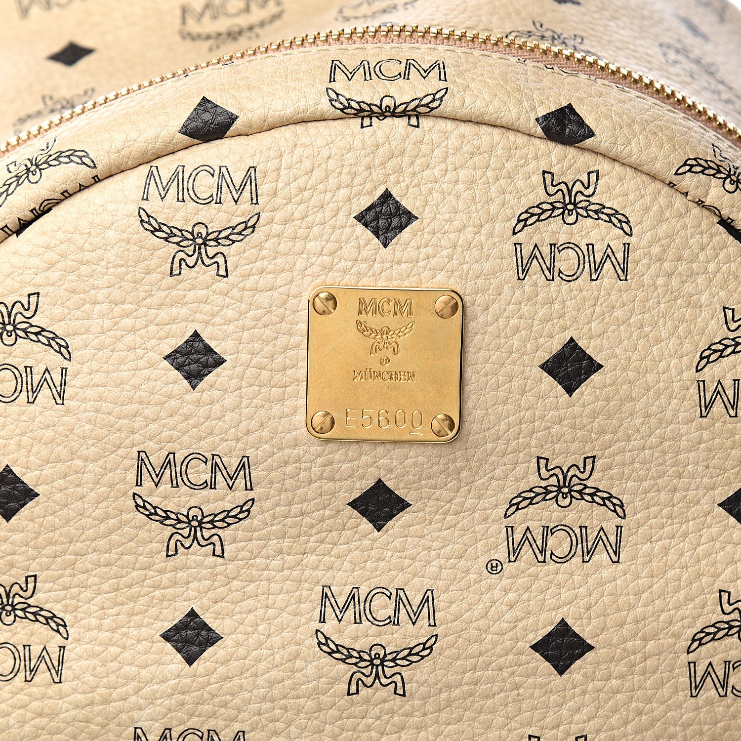 MCM Visetos Medium Side Stud Stark Backpack Beige 9 of 9