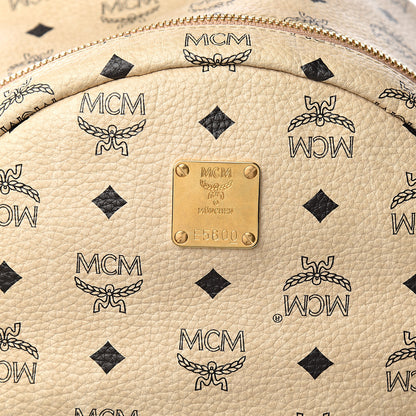 MCM Visetos Medium Side Stud Stark Backpack Beige 9 of 9