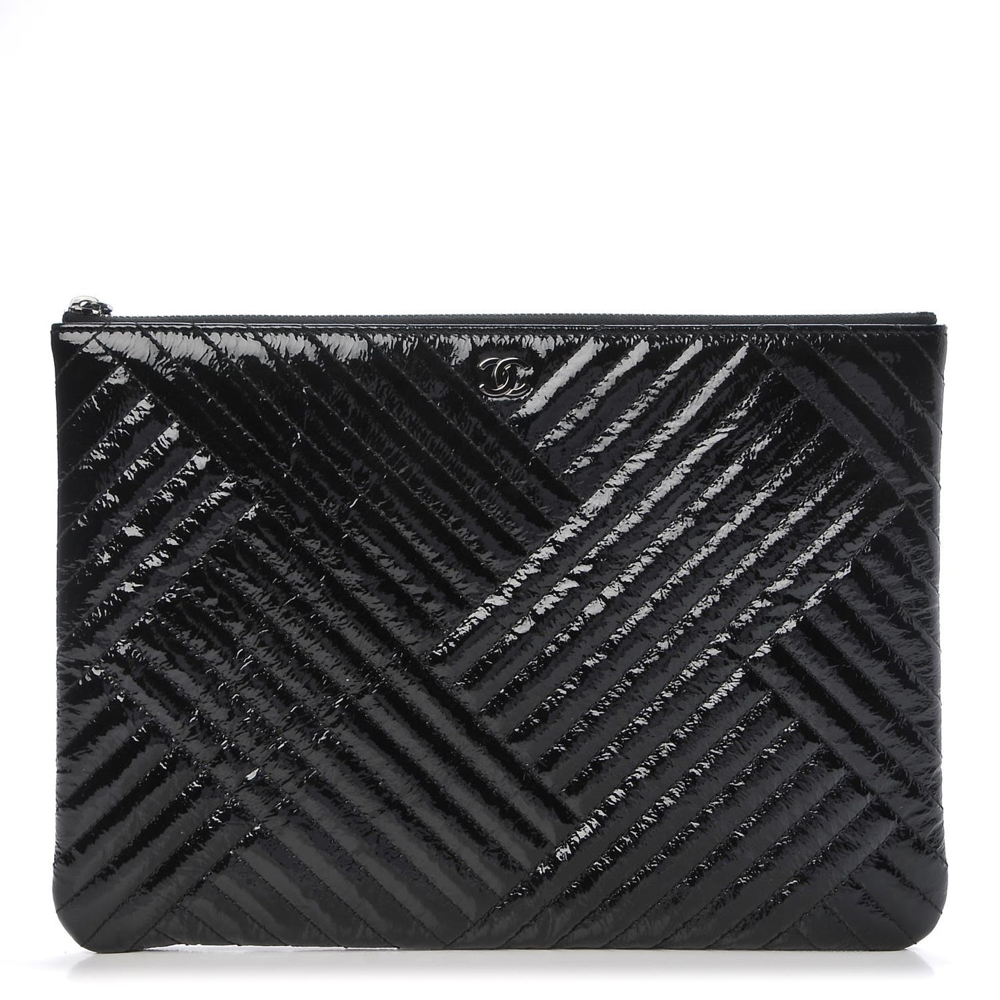 Distressed Patent Medium CC Crossing Cosmetic Case Black