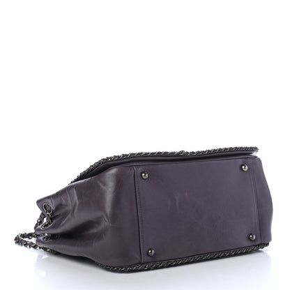 Chanel Calfskin Quilted Large CC Enchained Accordion Flap Grey 3 of 5