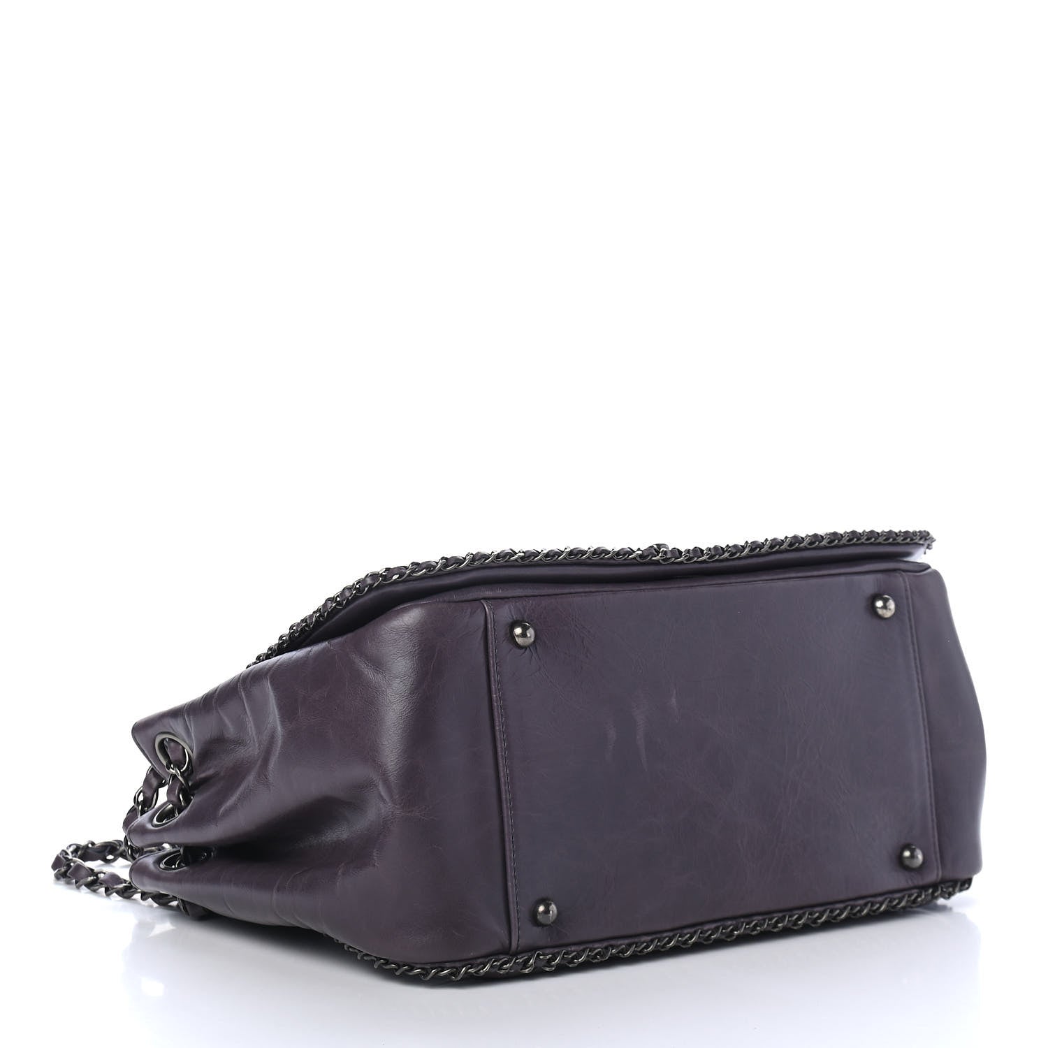 Chanel Calfskin Quilted Large CC Enchained Accordion Flap Grey 3 of 5