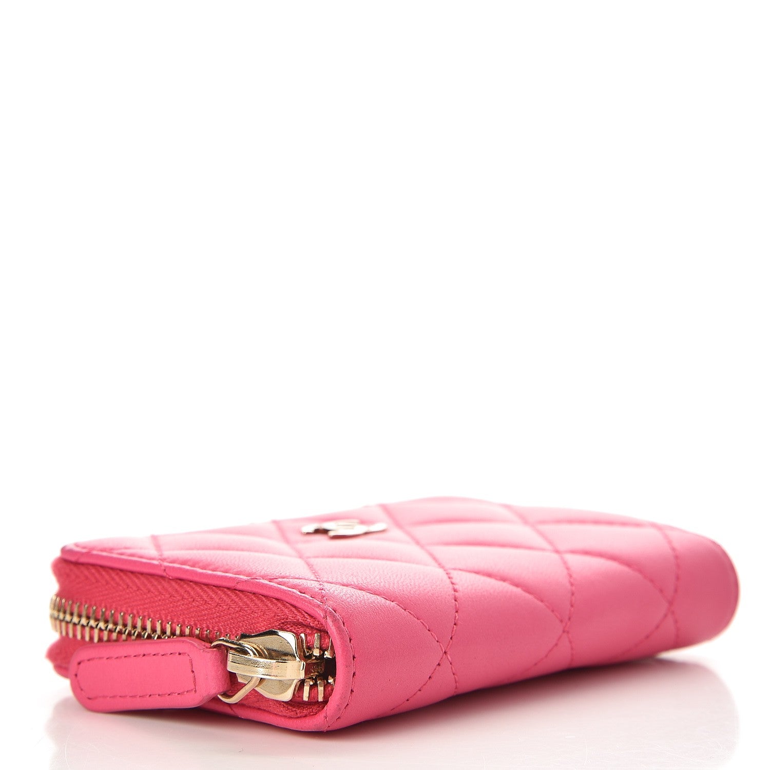 Chanel Lambskin Quilted Zip Around Coin Purse Wallet Fuchsia 4 of 8