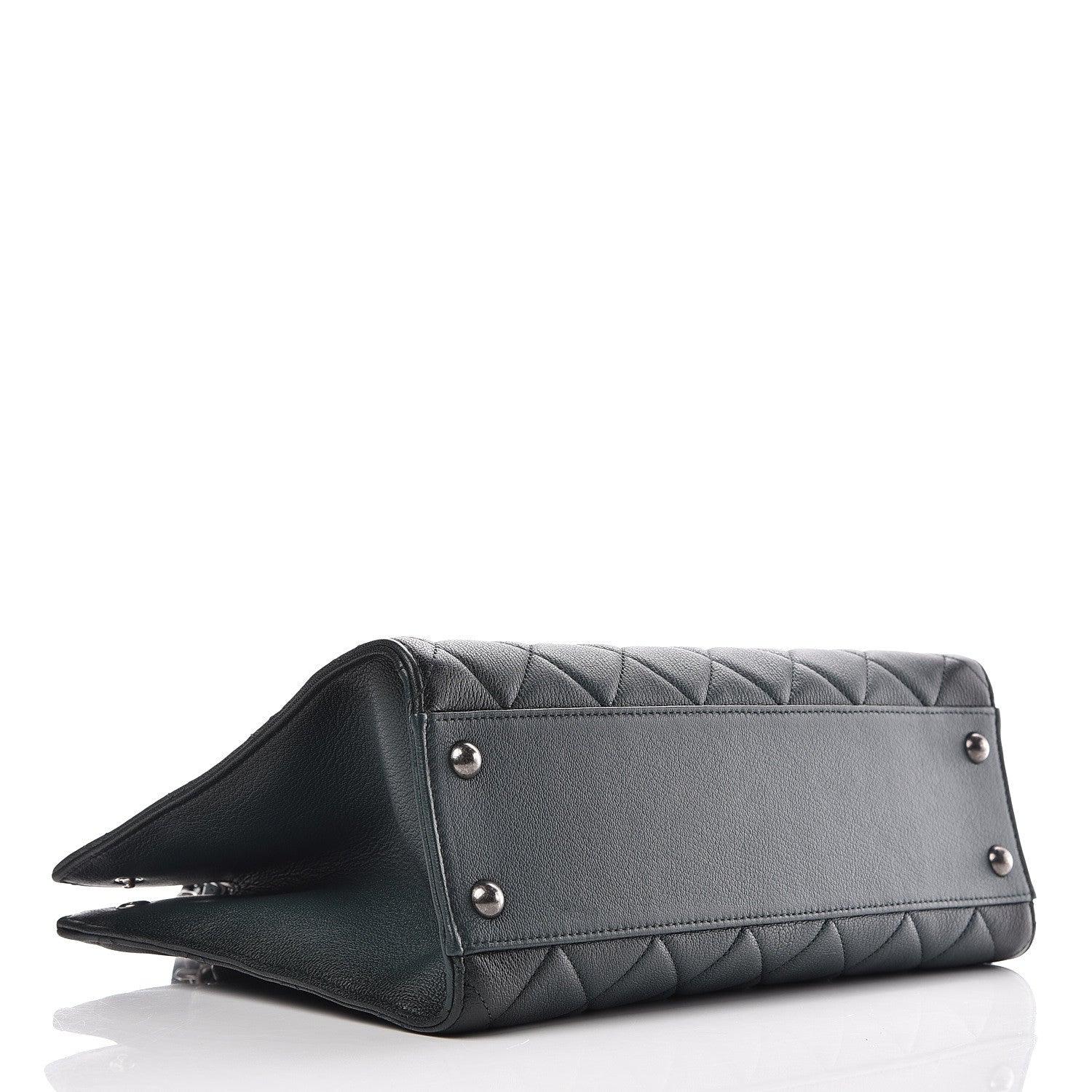 Chanel Goatskin Quilted Large Perfect Edge Shopping Tote Dark Green 6 of 17