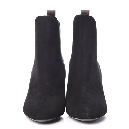 Louis Vuitton Suede Monogram Uniformes Cap Toe Chelsea 75mm Ankle Boots 38 Black 2 of 10