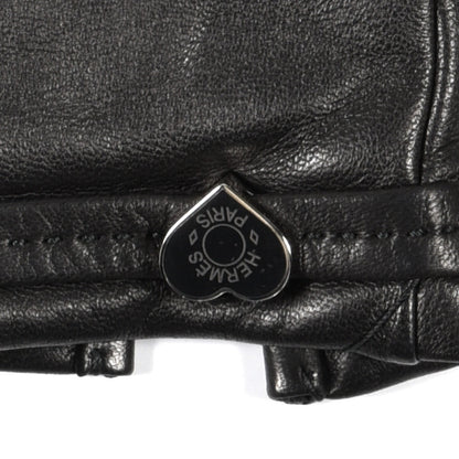 Hermes Lambskin Cashmere Dream Love Gloves 7 Black 3 of 4