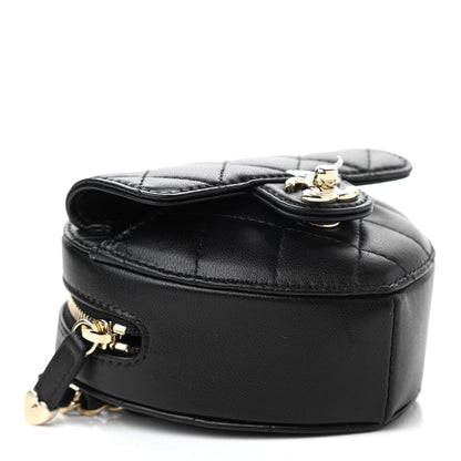 Chanel Lambskin Quilted CC In Love Heart Waist Belt Bag With Chain Black 4 of 11