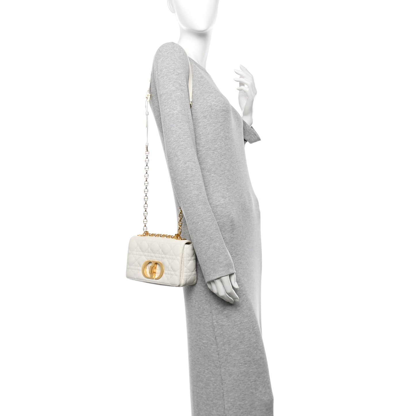 Lambskin Cannage Small Caro Bag Ivory