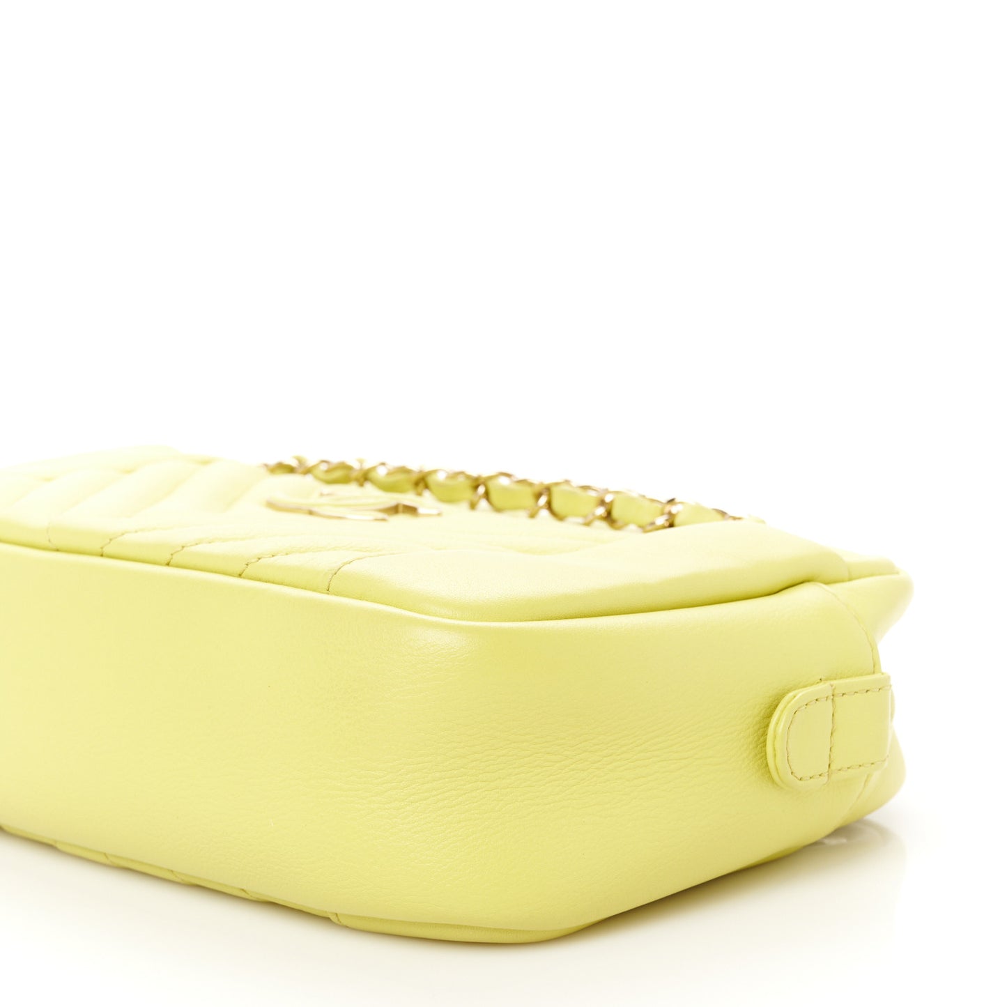 Calfskin Quilted Daily Chevron Camera Case Light Green