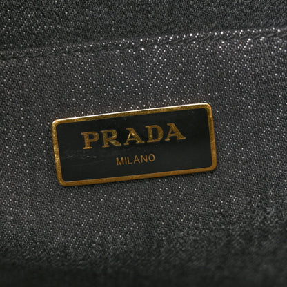 Prada Denim Small Logo Tote Black 6 of 13