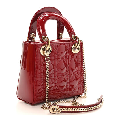 Christian Dior Patent Cannage Mini Lady Dior Red 3 of 9