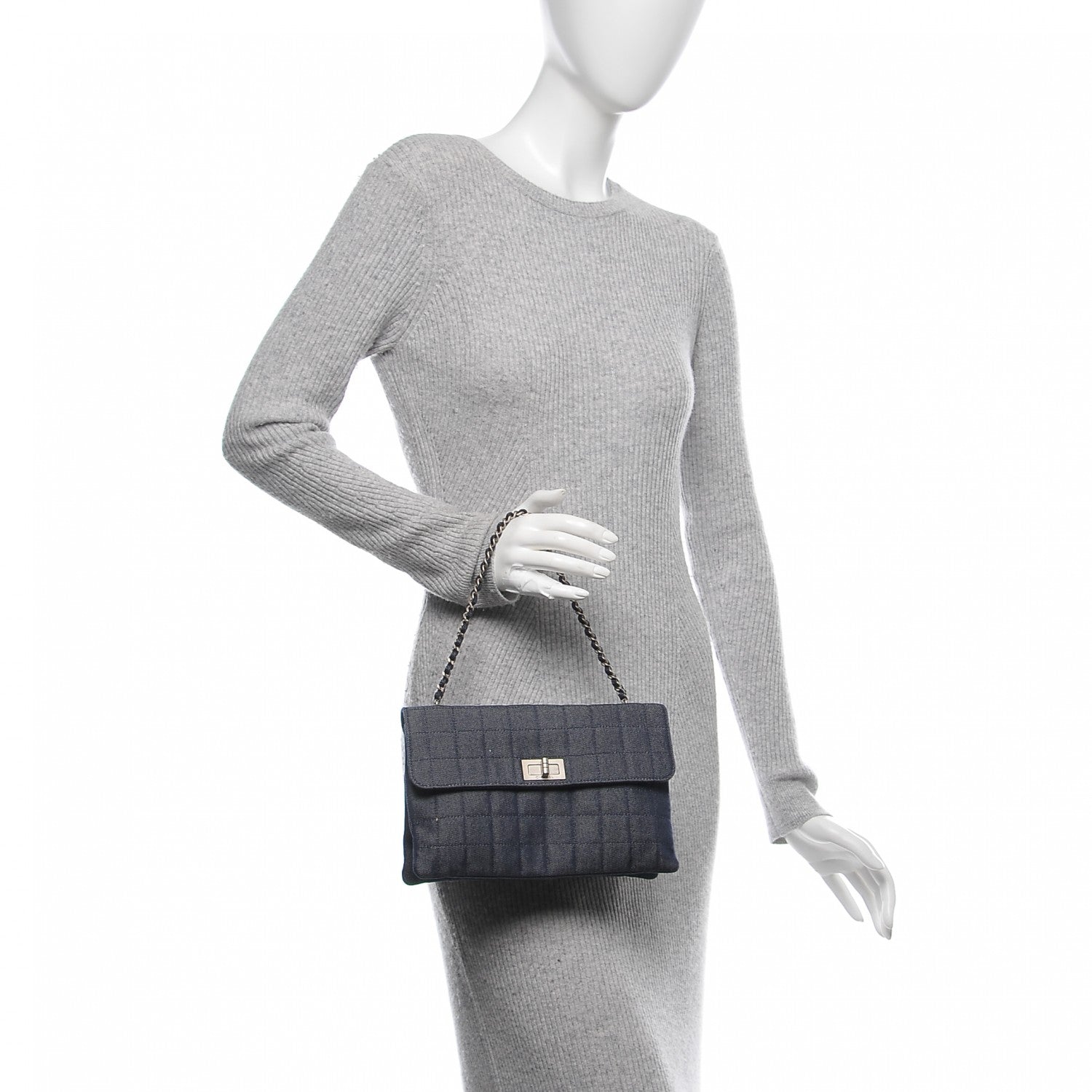 Chanel Denim Chocolate Bar Mademoiselle Flap Blue 2 of 8