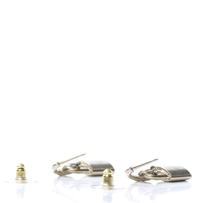 Chanel Metal Lock Drop Earrings Light Gold 3 of 5