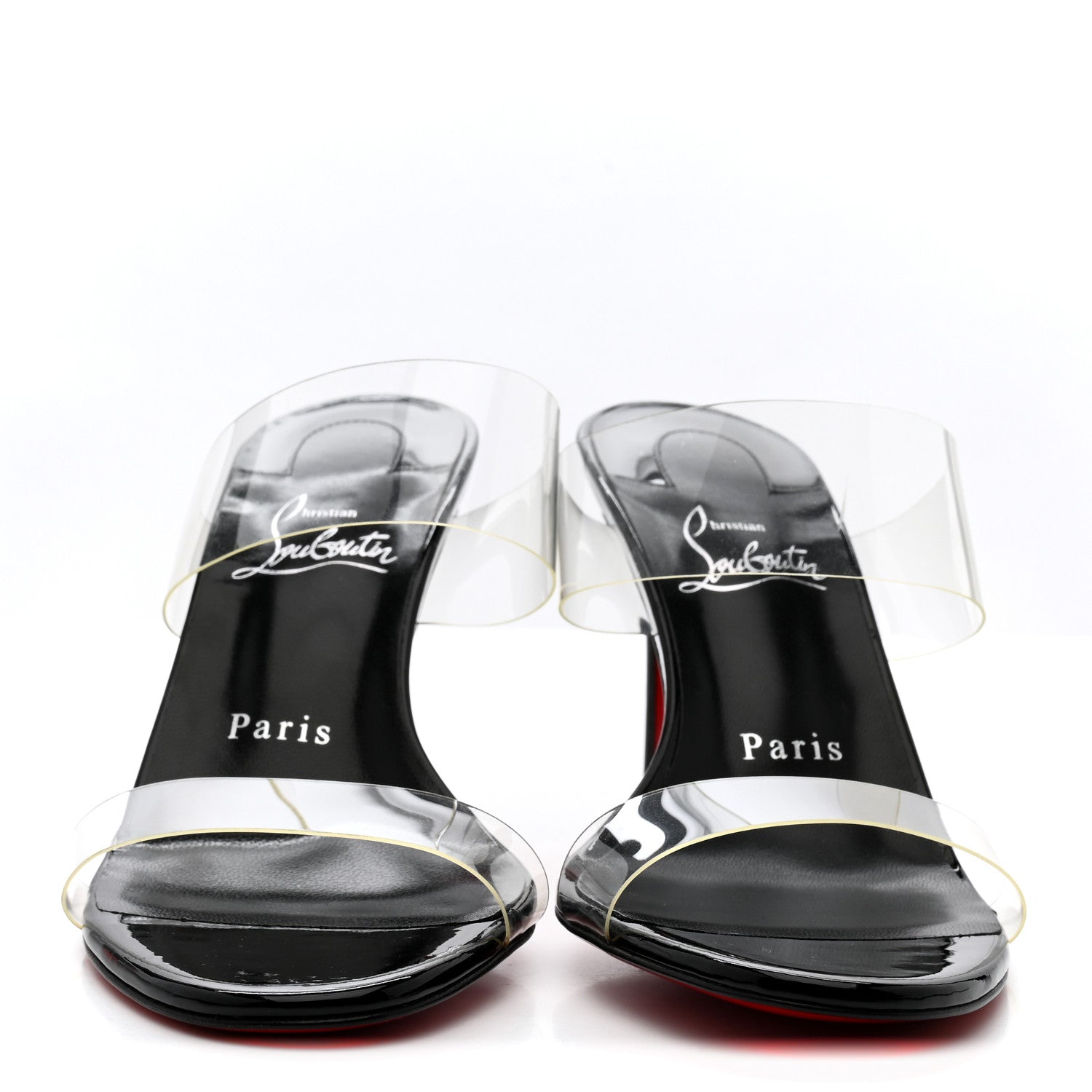 Christian Louboutin Patent PVC Just Nothing 85 Slide Sandals 37 Black 3 of 9