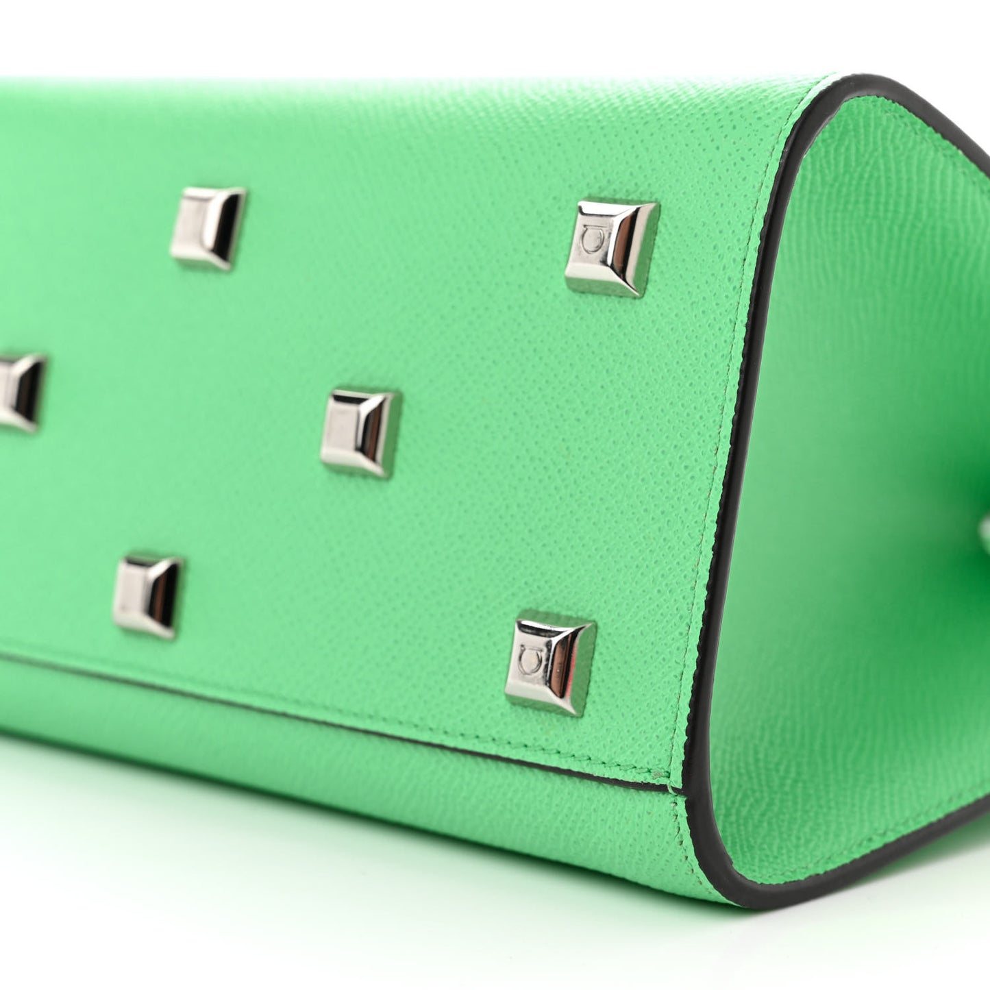 Hammered Calfskin Small The Studio Box Bag Green