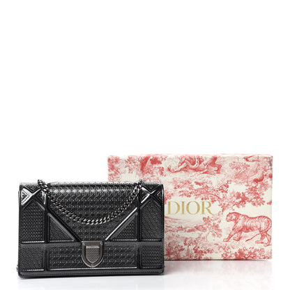 Christian Dior Metallic Patent Micro-Cannage Diorama Wallet on Chain Pouch Onyx Black 10 of 10