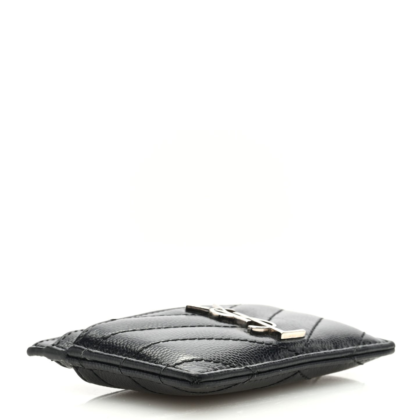 Grain De Poudre Matelasse Chevron Monogram Credit Card Case Black