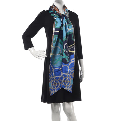 Hermes Silk Eperon D'Or Remix Maxi Twilly Marine Turquoise Vert 2 of 6