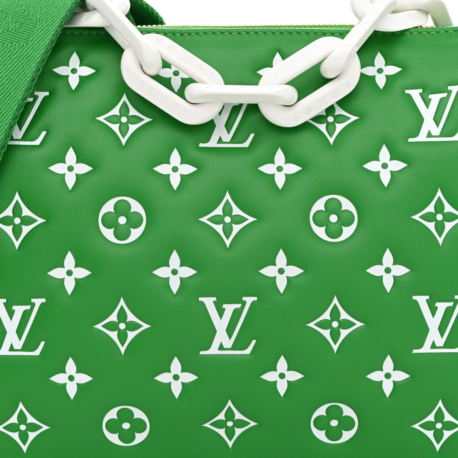 Louis Vuitton Lambskin Embossed Monogram LV Match Coussin PM Green White 7 of 10