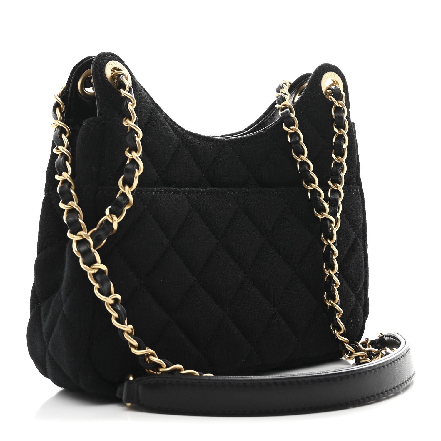 Chanel Jersey Quilted Small Wavy CC Hobo Black 3 of 11