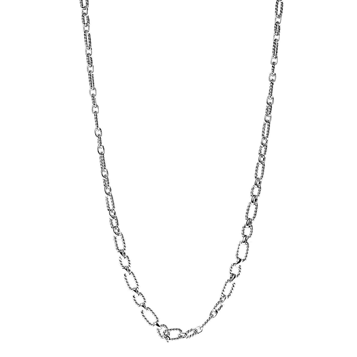 Sterling Silver Blue Sapphire 9.5mm Cushion Link Chain Necklace