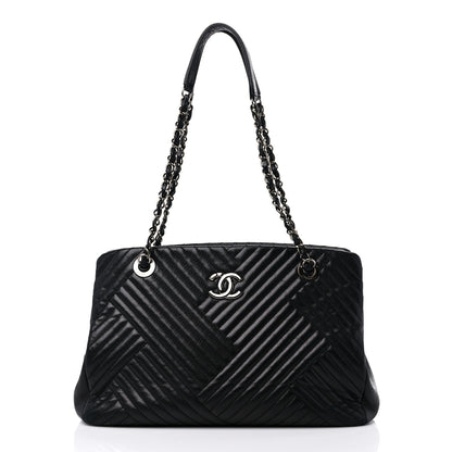 Chanel Lambskin Quilted CC Crossing Shopping Tote Black 1 of 15