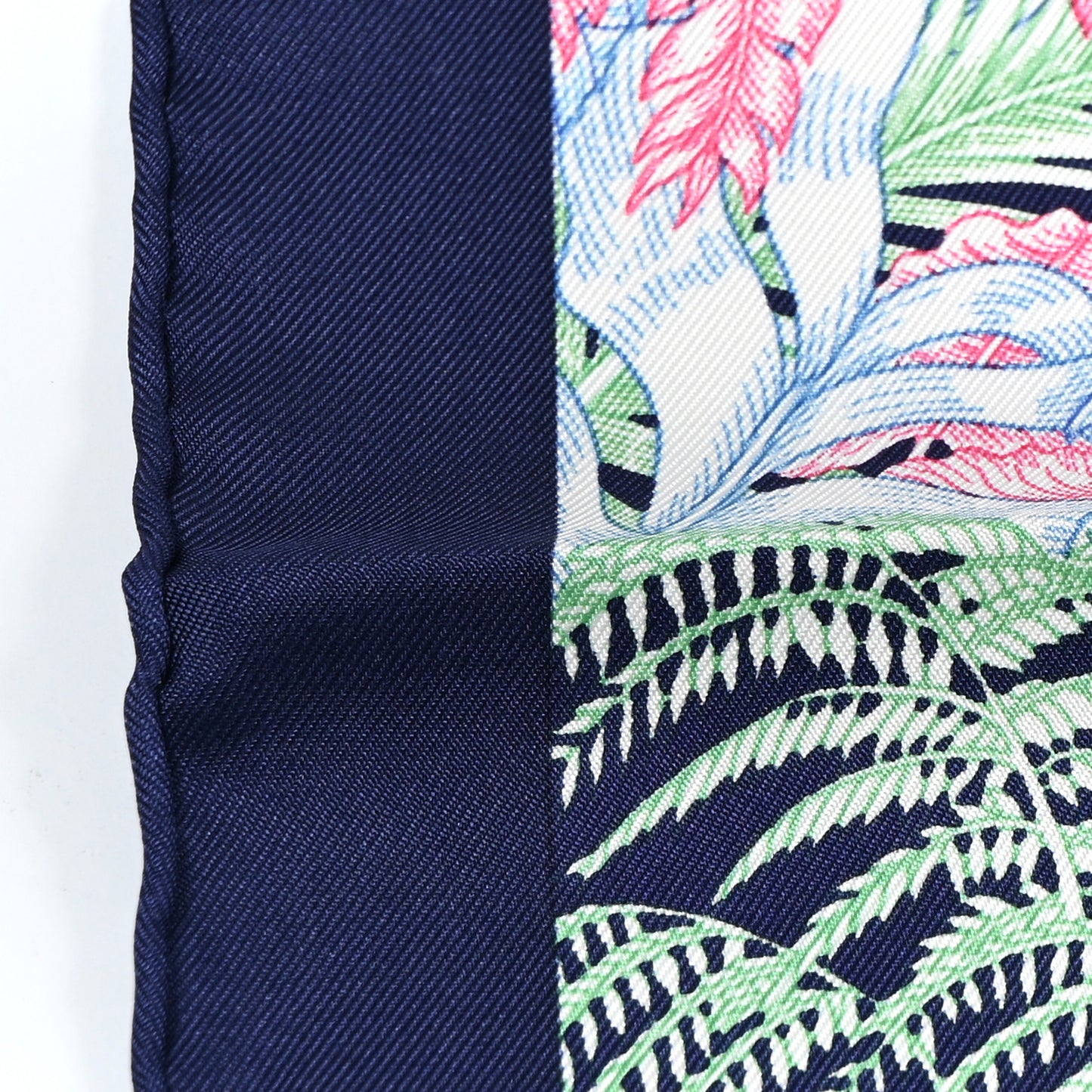 Silk Faubourg Tropical Scarf 90 Bleu Jean Vert Jaune Sofre