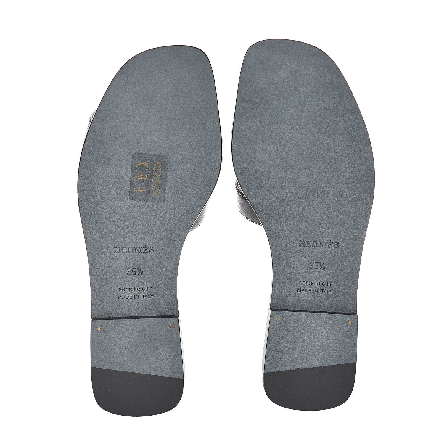Hermes Box Calfskin Oran Sandals 35.5 Black 7 of 7