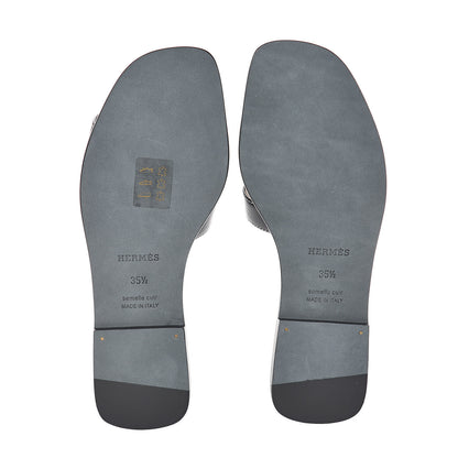 Hermes Box Calfskin Oran Sandals 35.5 Black 7 of 7