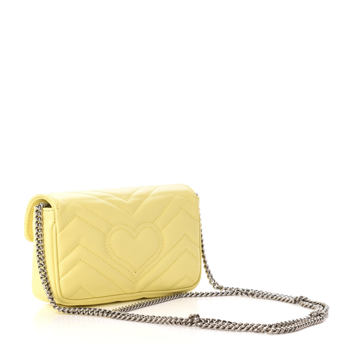 Calfskin Matelasse Super Mini GG Marmont Shoulder Bag Banana
