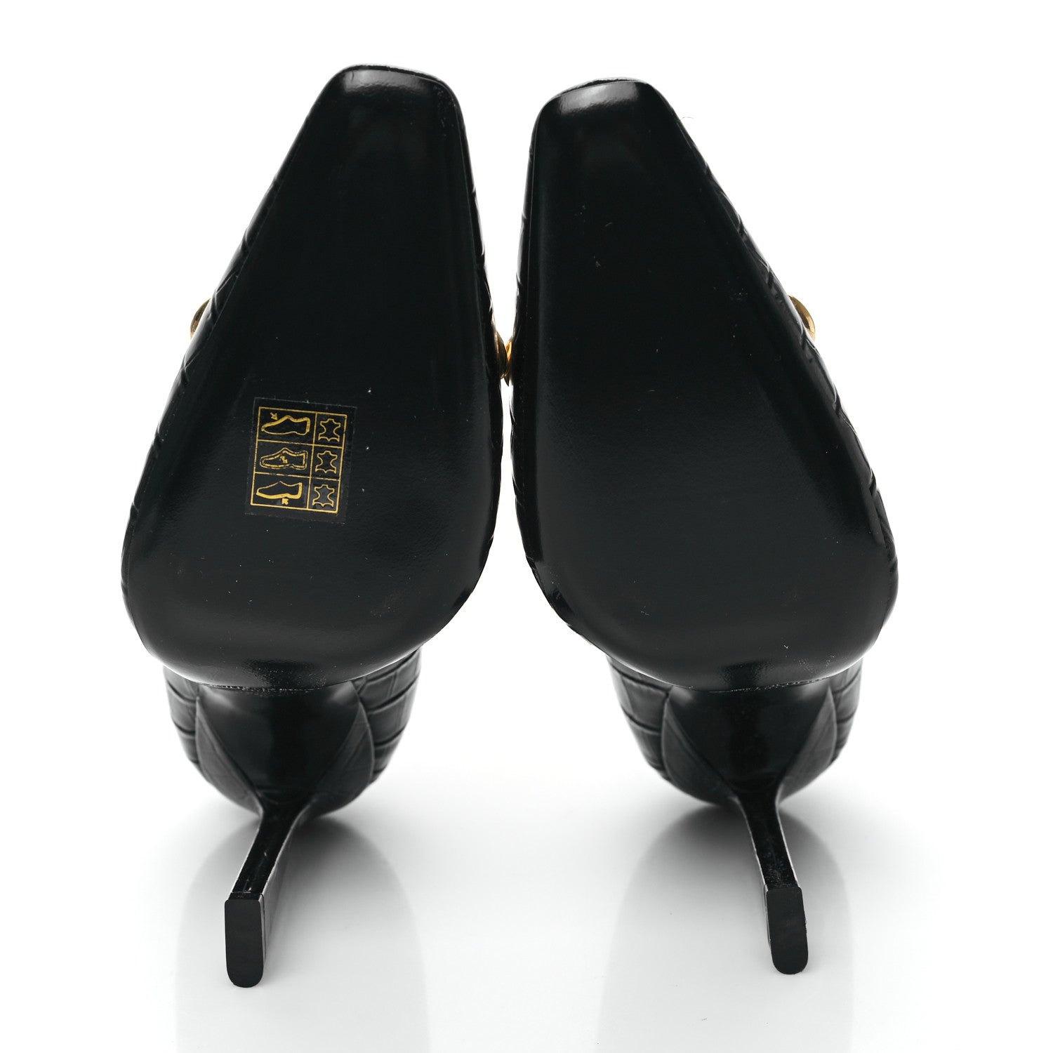 Saint Laurent Calfskin Crocodile Embossed Silvana 110mm Pumps 35.5 Black 5 of 8
